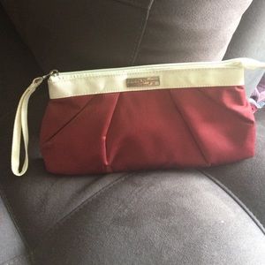 Ferragamo satin clutch with wristlet strap