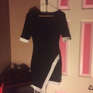 WINDSOR Black & white stripped asymmetrical Dress