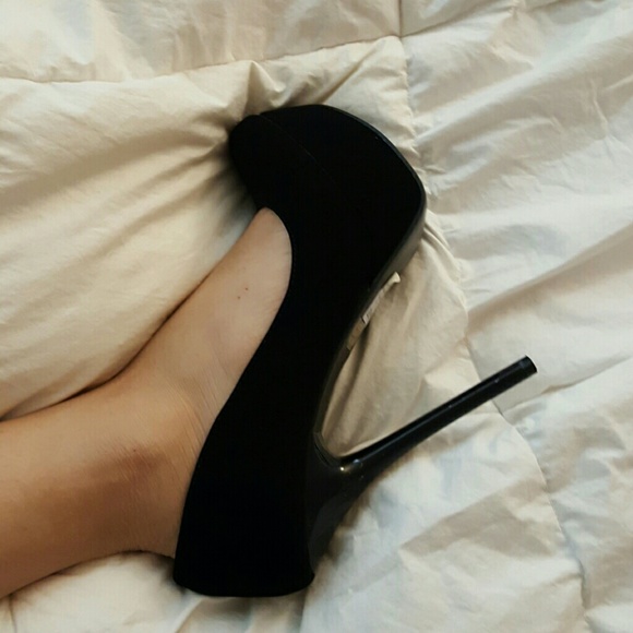 Black suede pumps