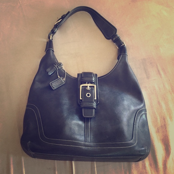 COACH Loved Leather Slouchy Brooklyn 28 Hobo Shoulder Bag  Black leather Coach shoulder bag