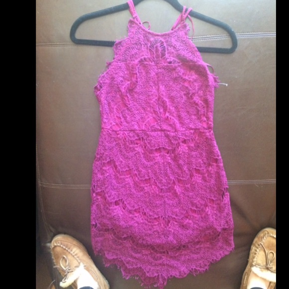 Free People purple lace fitted dress