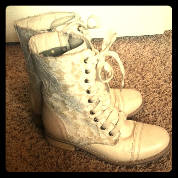 White lace combat boots