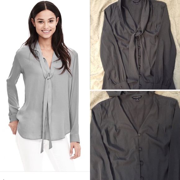 Banana Republic Tops - BR Grey tie neck blouse