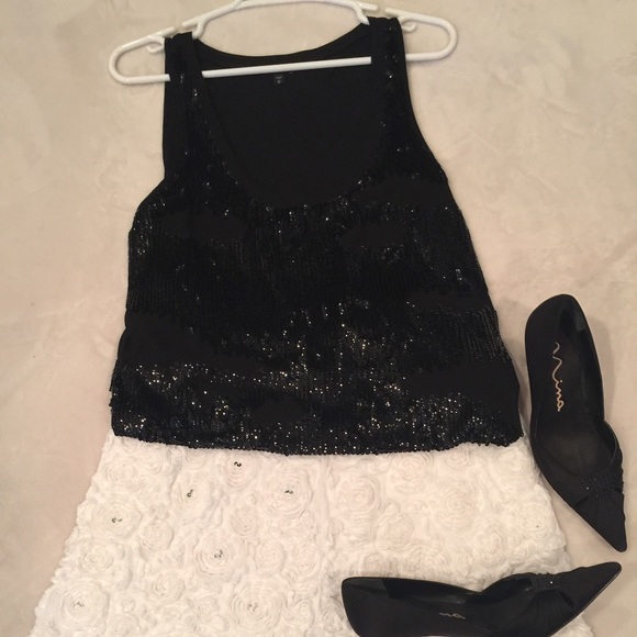 Express black sequin top