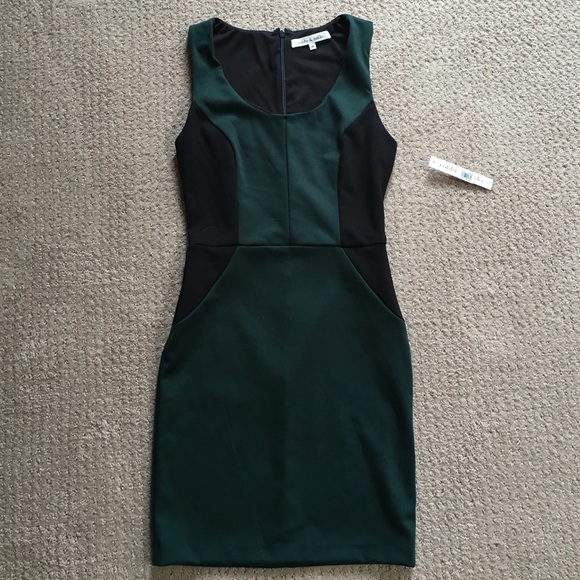 Black and emerald body con dress