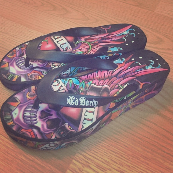 Brand new Ed Hardy flip flops