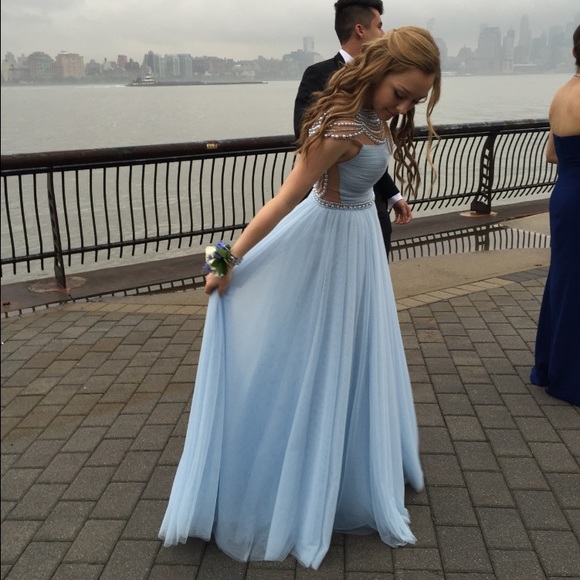 Sherri Hill Long Blue Prom Dress