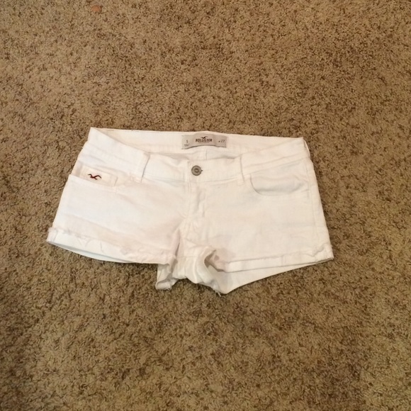 low rise white denim shorts