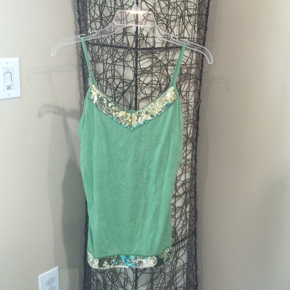 Green shirt with gold sequins