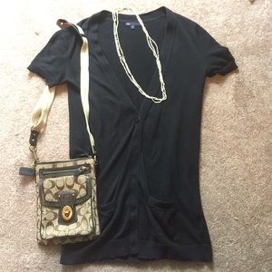 Gap Short Sleeve Cardigan Black Sz S