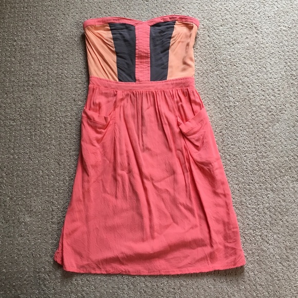 strapless multi colored mini dress