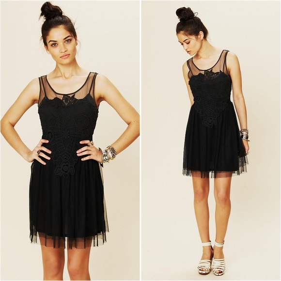 Free People Crochet Appliqué Dress
