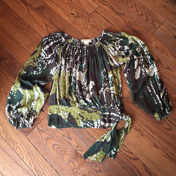 Sheer Michael Kors green, brown and tan.