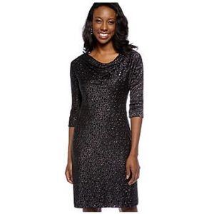 Adrianna Papell Metallic Animal Print Cowl Dress