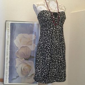 Silk "White and Black" Strapless Dress Sz 4