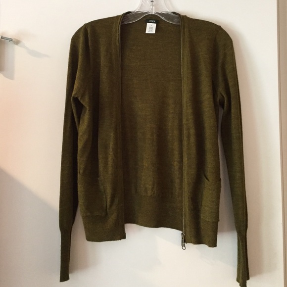 J.Crew forest green zip-up cardigan