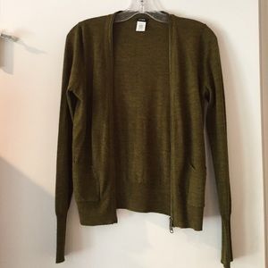 J.Crew forest green zip-up cardigan