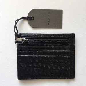 All saints black and metallic leather wallet