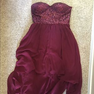 High low strapless dress