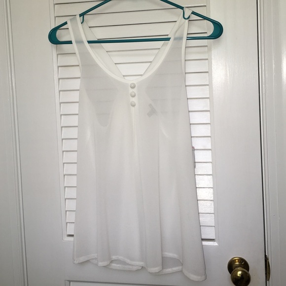 Charlotte Russe sheer white tank top with bow