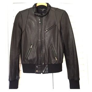 Black Leather Bomber Jacket