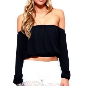 Off-the-Shoulder Black Crop Top