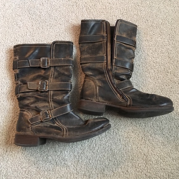 brown distressed boots