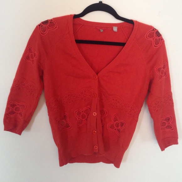 anthropologie cardigan red/burnt orange