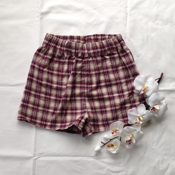 Maroon/Purple Plaid Shorts