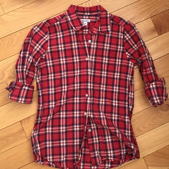 Steven Alan red plaid shirt