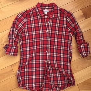 Steven Alan red plaid shirt