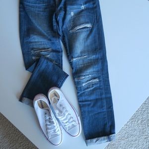 Faux Ripped Boyfriend Jeans