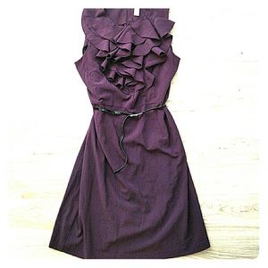 Plum ruffle business dress