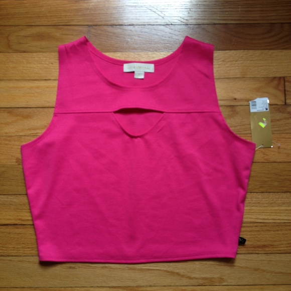pink crop top with cutout