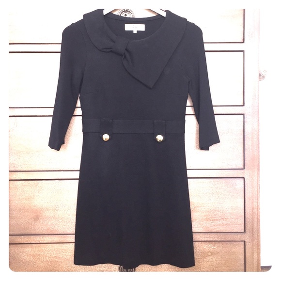 Tibi 3/4 sleeved black dress w gold button detail