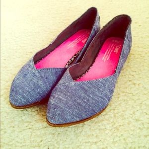 TOMS Blue Chambray Flats