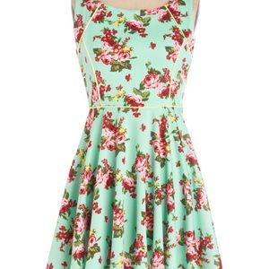 Mint green floral modcloth dress!