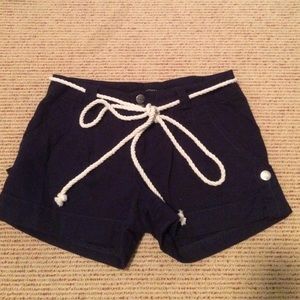 Blue Shorts With Rope Belt.
