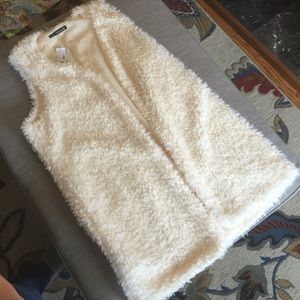 Maurices cream faux fur long vest