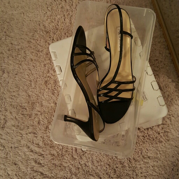 Black strap heels