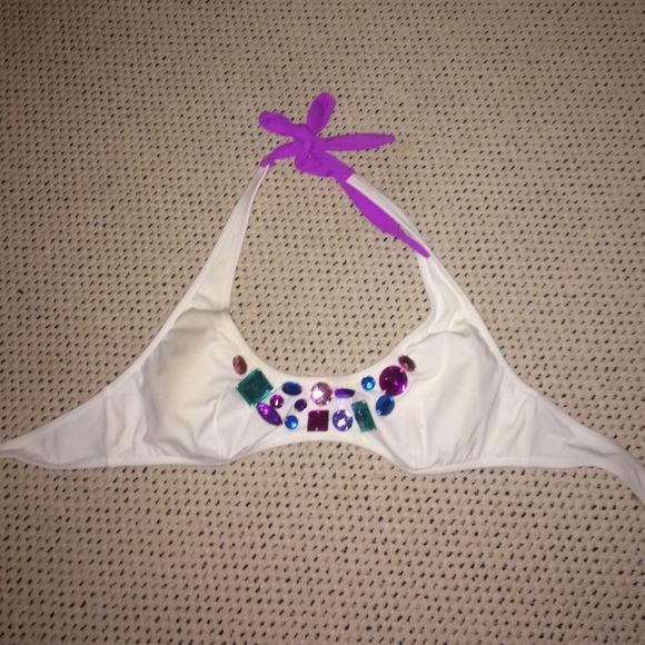 Jeweled white Bikini top