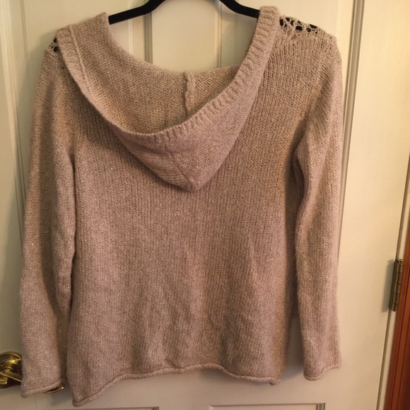 Tan and sparkle thread hooded sweater - Picture 3 of 3
