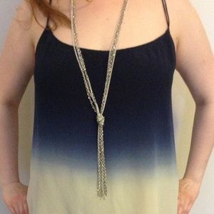 Silver and white chain knot necklace