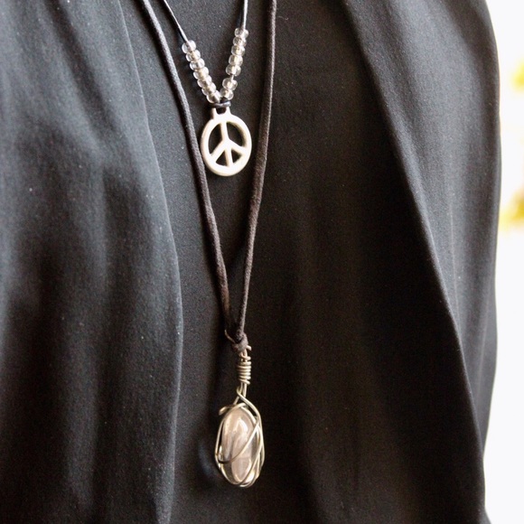 Bundle of 2 Black Leather String Necklaces