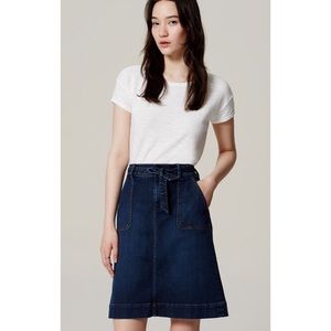 -LOFT TIE-WAIST DENIM SKIRT-