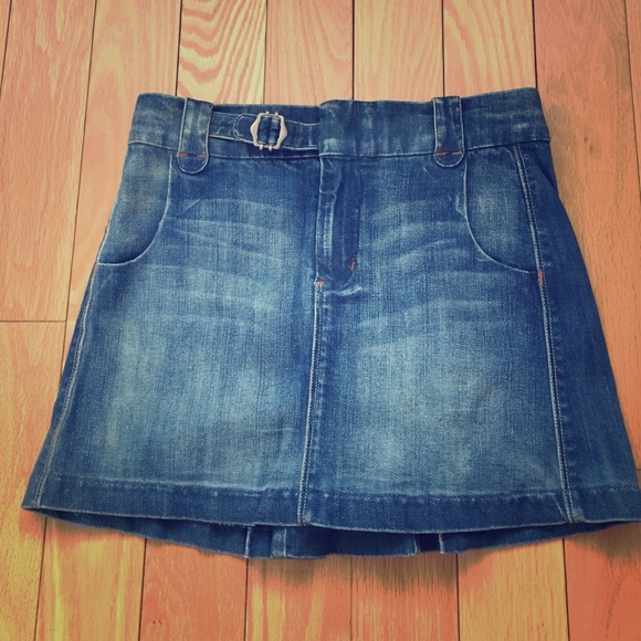 7 for All Mankind denim a-line mini skirt