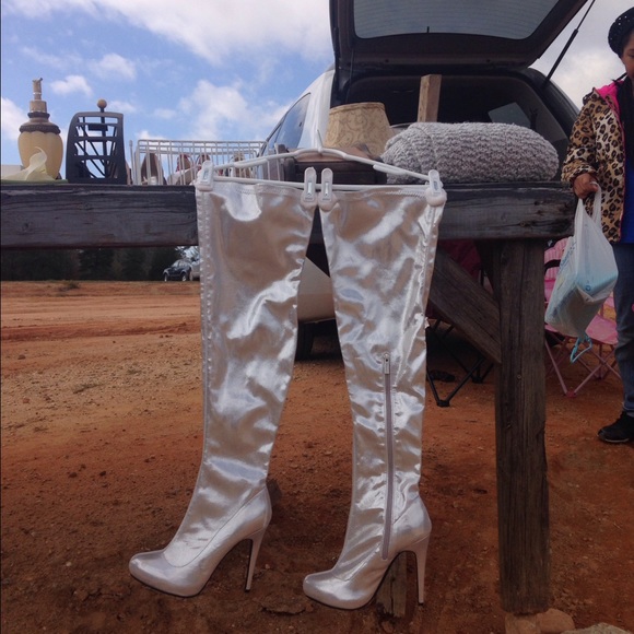 Metallic Silver Boots