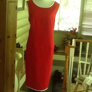 Casual corner red. Dress white trim