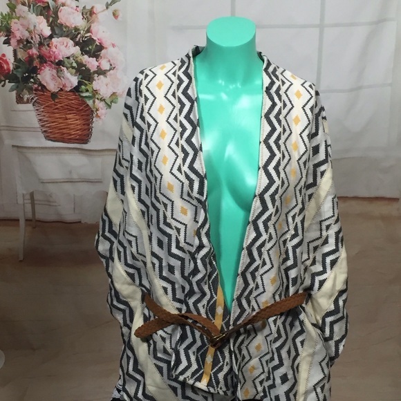 Xhilaration Sweaters - Aztec Print Poncho Cardigan with Belt