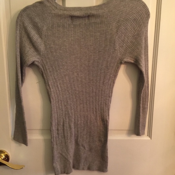 Gray button down light sweater. - Picture 3 of 3